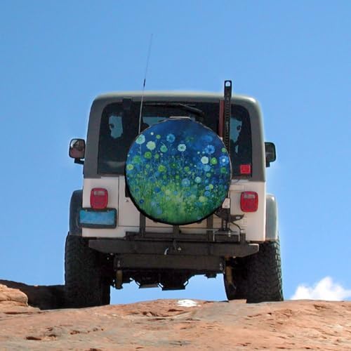 Heavy Duty Spare Tire Cover 14inch Blue and Green Flowers Weatherproof Wheel - Image 5