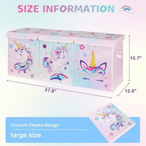 WERNNSAI Extra Large Toy Chest, Unicorn Toy Box Chest Organizer - Image 2