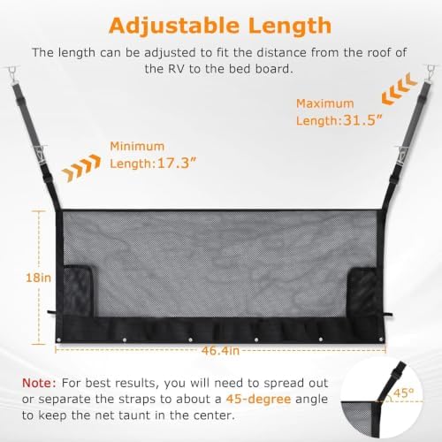 46-inch x 18-inch RV Bunk Bed Safety Net, Adjustable Bunk Bed Safety Net - Image 4