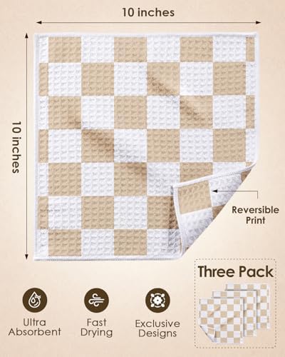Miss Adola Double-Sided 3 Pack Dish Cloths, Classic Checks - Image 4