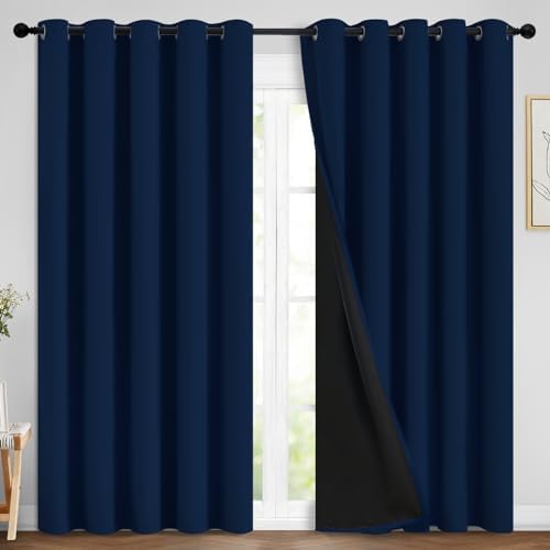 Yakamok Navy Blue 100% Blackout Curtains 84 Inches Long 70" Wide, 2 Panels by Yakamok