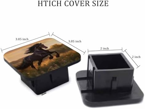 Horse Towing Hitch Cover Animal Black Horse Gallop Sunset Trailer Hitch Tube - Image 2
