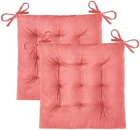OVOV 2 Pack Chair Cushions for Dining Chairs 15.5"x15.5" Pink by OVOV