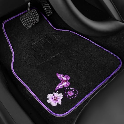 CAR PASS Embroidery Butterfly and Flower Car Floor Mats, Universal Fit 95% - Image 2