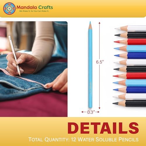 Mandala Crafts Assorted Water Soluble Fabric Pencils - Image 3