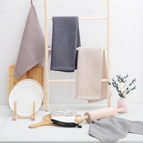 Homaxy 100% Cotton Waffle Weave Kitchen Dish Towels 24-Pack, Dark Grey - Image 6