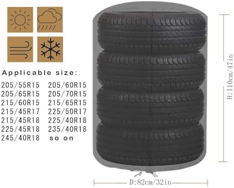 J&C Tire Cover 420D Tire Storage Bag Waterproof Spare Tire Bag Tote Protective - Image 6