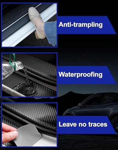 Door Sill Protectors for Ford F250, Carbon Fiber Leather Front/Rear Door Sill - Image 5