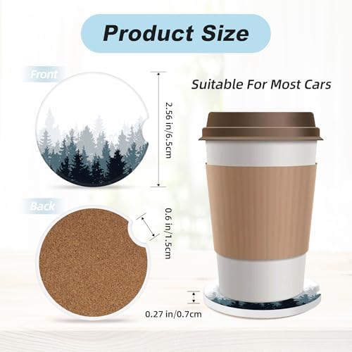 Forest Car Coasters for Cup Holders, 2 Pack Car Cup Holder Coasters for Car - Image 3