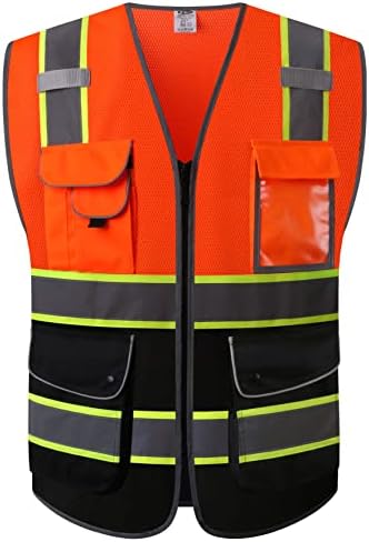 JKSafety Safety Vest for Men Women Reflective Hi Vis JK100 OBlack 2XL by JKSafety