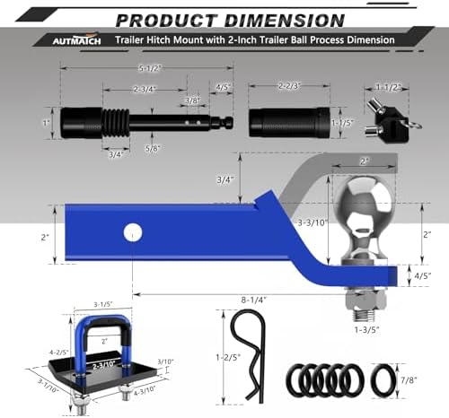 AUTMATCH Trailer Hitch Ball Mount - Image 3