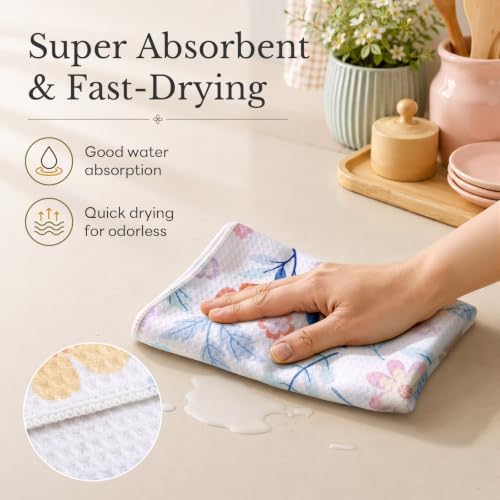 Homaxy Large Waffle Weave Kitchen Towels 2 Pack, Pastel Petal - Image 4