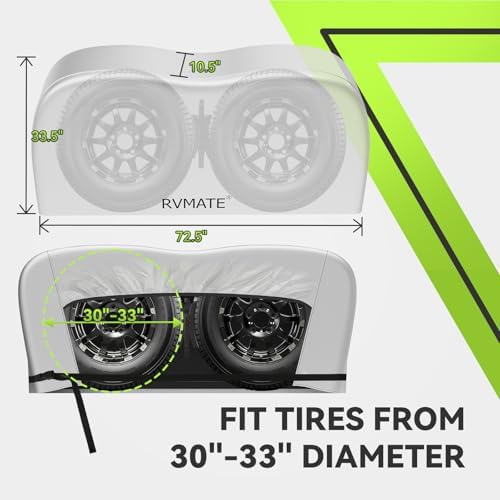 RVMATE RV Tire Covers, Dual Axle Wheel Cover Fits 30"-33" Dia. Tires, 2 Pack - Image 3