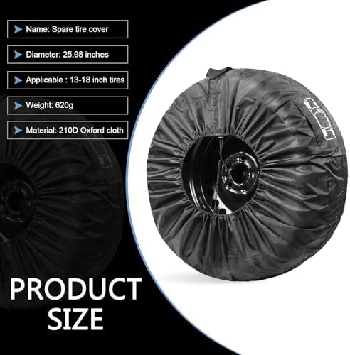 Car Spare Tire Cover, 190T Taffeta Sun and Water Proof Storage Bag - Image 2