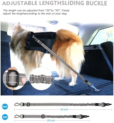 AUBELL Dog Seat Belt for Car, Updated 3-in-1 Bungee Dog Car Harness - Image 6