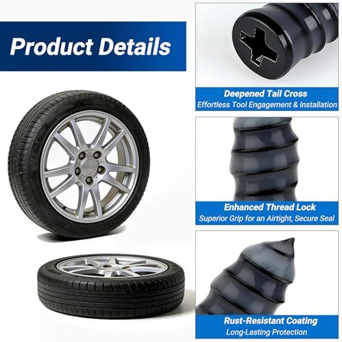 61 PCS Tire Repair Rubber Nail Kit, Premium Spiral Screw-in Tire Plugs - Image 3