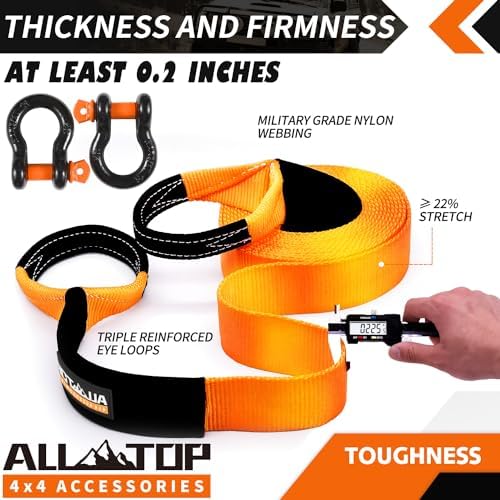 ALL-TOP Heavy Duty Tow Strap Recovery Kit: 3 inch x 20ft 100% Nylon and 22% - Image 5