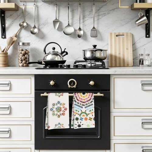 NISTOMISU 2 Pcs Retro Boho Kitchen Towels, Starburst Gifts Starburst Design - Image 6