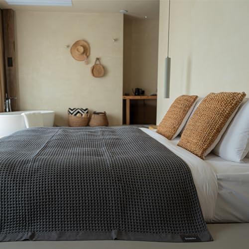 Luxury Organic Japanese Cotton Waffle Towelket Throw Blanket Bedspread by KOSMU