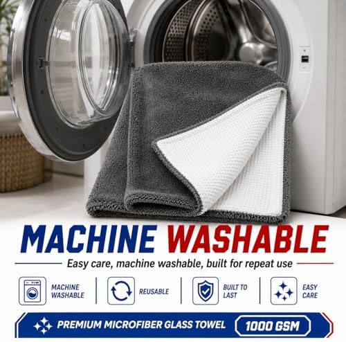 Hybrid Glass Microfiber Towel – Waffle Weave & Plush Dual Action Cleaning Cloth - Image 7