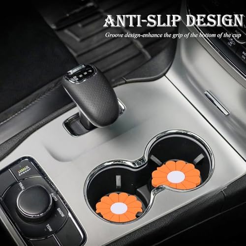 4-Pack Car Cup Holder Coaster Inserts, Daisy Shape, 2.75 Inch Non-Slip Silicone - Image 3