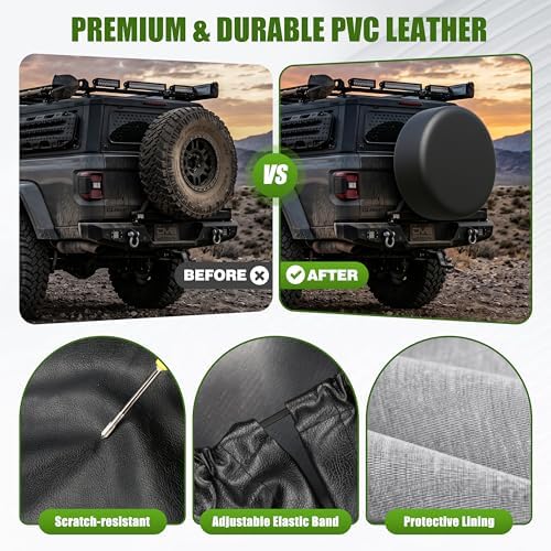Spare Tire Cover for SUV Truck Camper Trailer RV Faux Leather 24-26 inch - Image 4