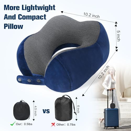 Cirorld Neck Pillow for Traveling, Travel Pillows for Airplanes Blue - Image 3