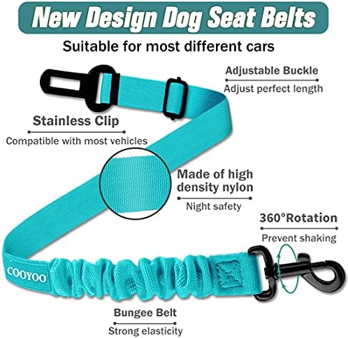 COOYOO Dog Seat Belt, 3 Piece Set Retractable Dog Car Harness Adjustable - Image 3