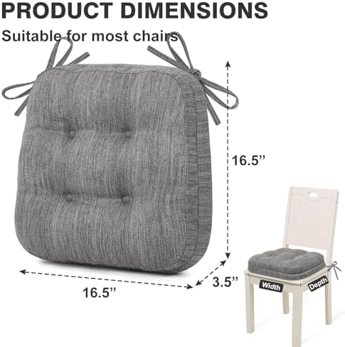 Shinnwa Kitchen Chair Cushions Set of 2, Dual-Layer Memory Foam Dining Chair - Image 6