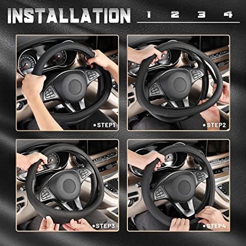 SEG Direct Black Microfiber Leather Auto Car Steering Wheel Cover 15 inch - Image 6