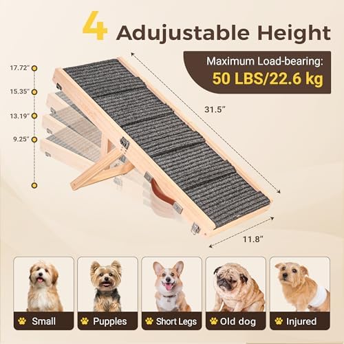 Foldable Dog Ramp for Bed/Couch/Small Dog, Adjustable Dog Stairs - Image 4