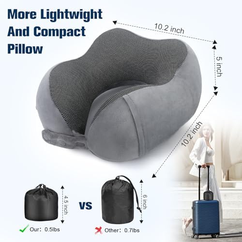 Cirorld Neck Pillow for Traveling, Travel Pillows for Airplanes Grey - Image 3