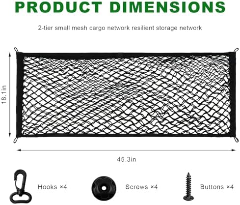 Car Rear Cargo Net, Adjustable Elastic Trunk Storage Net - Image 2