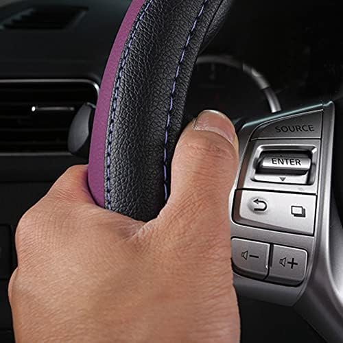 Leather Car Steering Wheel Cover, Universal Fit - Image 5
