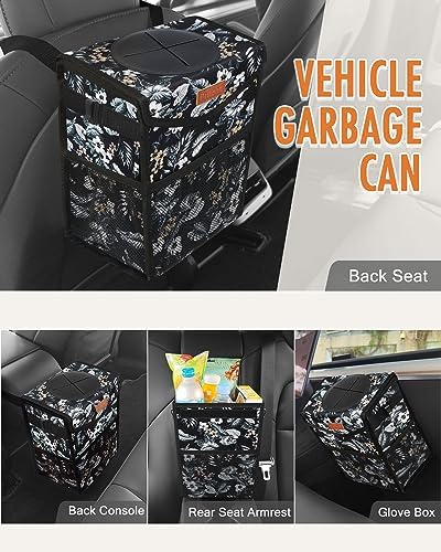 Pritent Car Trash Can with Lid Leakproof Car Garbage Bag Vehicle Trash Bin - Image 6