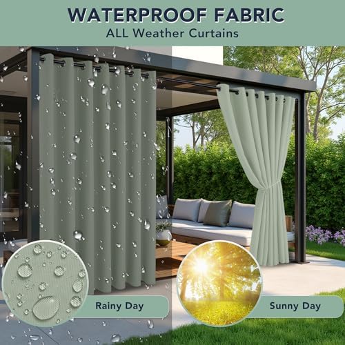 Patio Curtains Outdoor Waterproof, Privacy Drapes - Image 2
