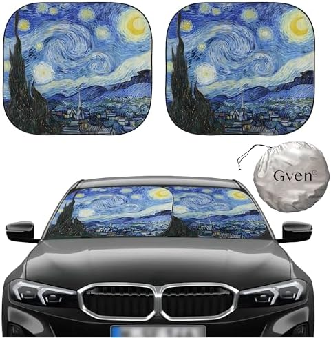Gven Windshield Sun Shade for Car 2-Piece Foldable Sunshade for Front Windows by Gven