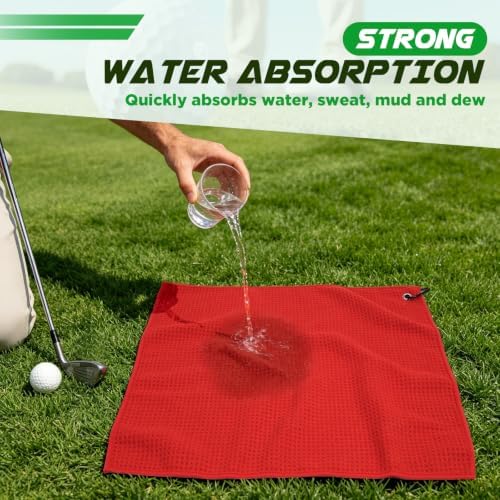 Golf Towel 3 Pack 16" X 16" Microfiber Waffle Pattern Golf Cleaning Towel - Image 5