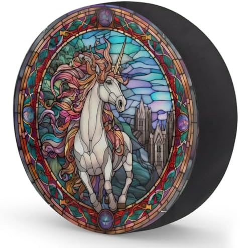 Spare Tire Cover for RV Trailer, Glass Unicorn Tire Covers Universal Fit for - Image 2