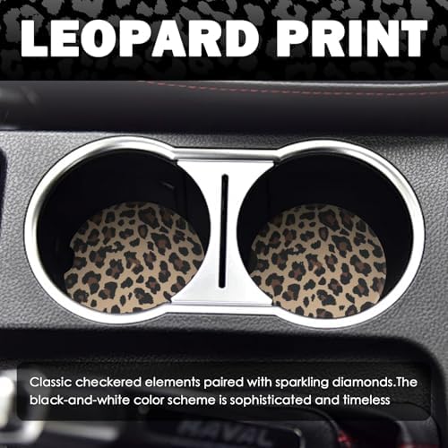 2PCS Car Cup Coasters, 2.6 Inch Leopard Print Cup Holder Coasters - Image 3