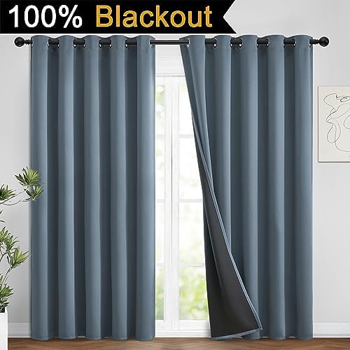Yakamok Stone Blue 100% Blackout Curtains 84 Inches Long 62" Wide 2 Panel - Image 2