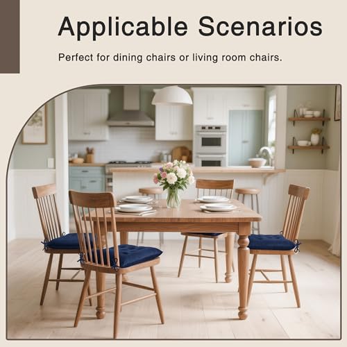 OVOV 4 Pack Chair Cushions for Dining Chairs 15.5"x15.5" Navy - Image 5