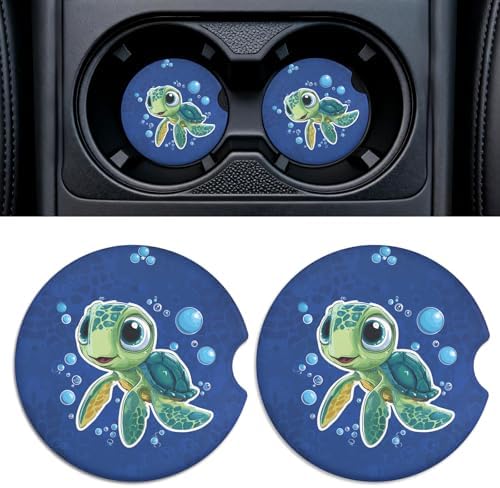 Car Cup Holder Ceramic Coasters 2 Pack, 2.56 in Anti Slip Absorbent Coaster by Rueneaj