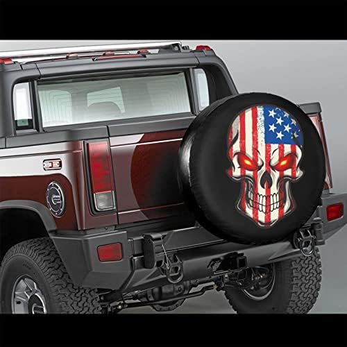 American Flag Skull Patriotic Spare Tire Cover, Universal Wheel Tire Cover - Image 3