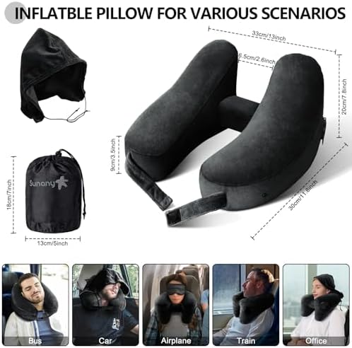 Sunany Neck Pillow for Travel Inflatable Airplane Pillow Comfortably Supports - Image 6