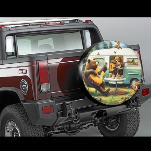 Forest Bear Playing Music Universal Spare Tire Cover, 14 Inch, Cute Waterproof - Image 3