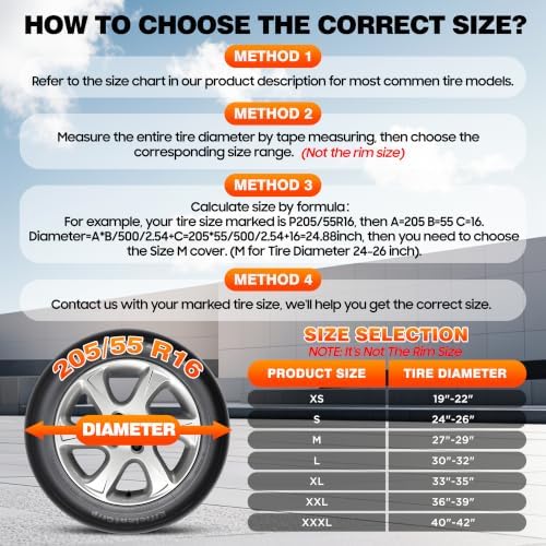MOONET Oxford Fabric Tire Covers Black 2-Pack, - Image 2