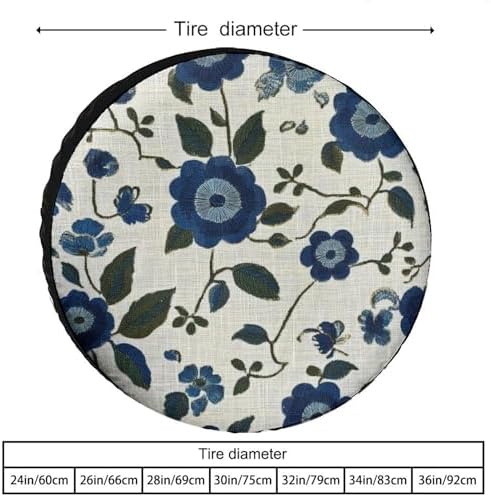 Spare Tire Cover Blue and Green Flowers Wheel Protectors Tire Covers - Image 2