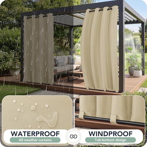 Outdoor Curtains for Patio Waterproof 6 Panels, Porch Sun Shade - Image 2