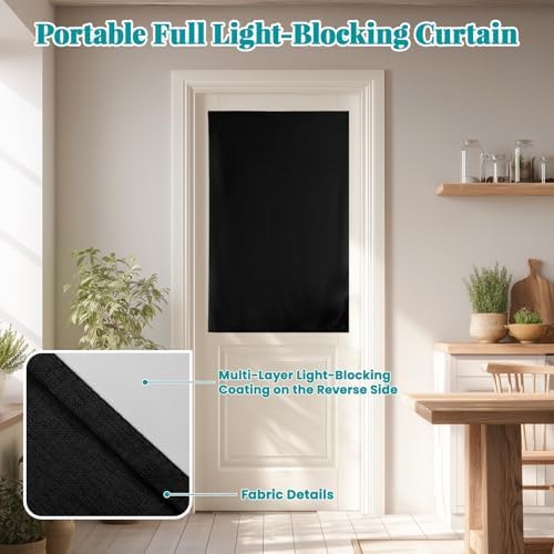 100% Blackout French Door Curtains, Room Darkening Shades Small Window Curtain - Image 6